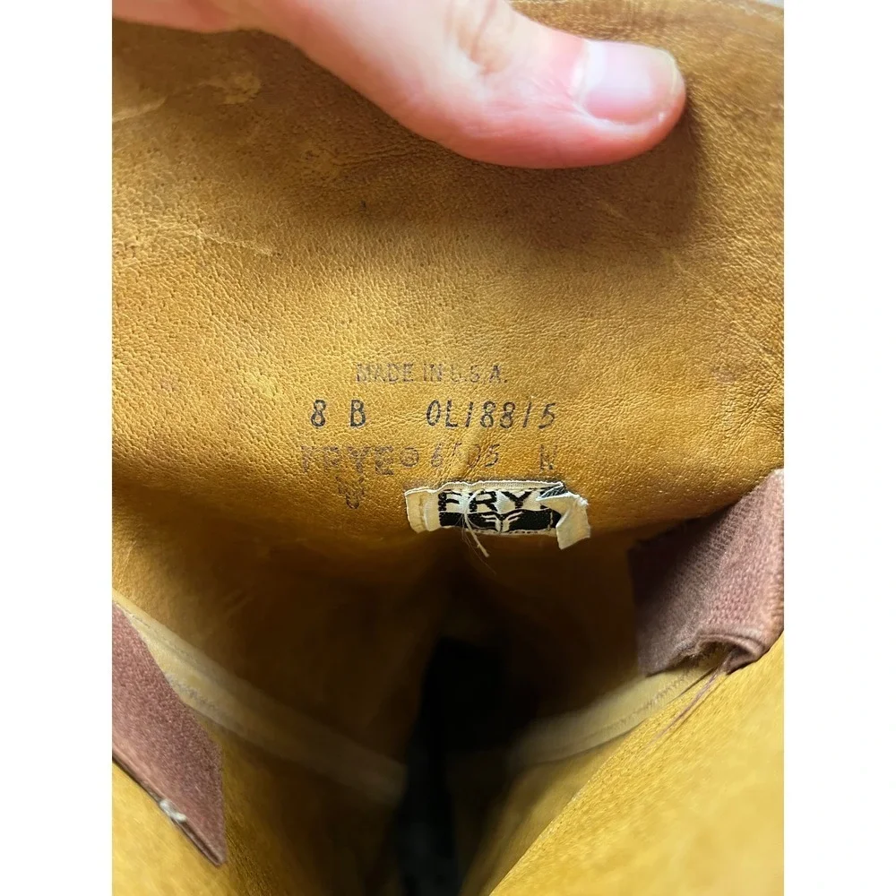 Frye Campus Boots Womens Cognac Leather Tall Vintage USA 8B OL18815